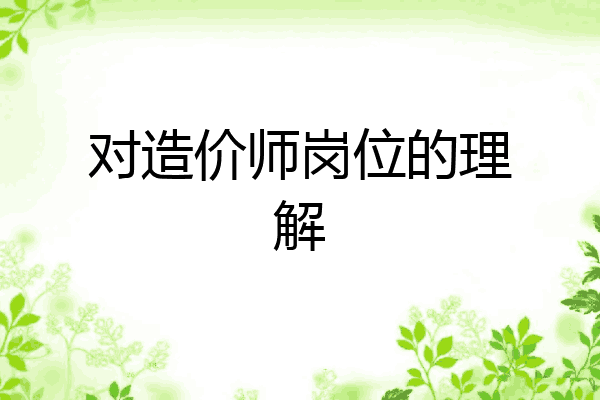 对造价师岗位的理解