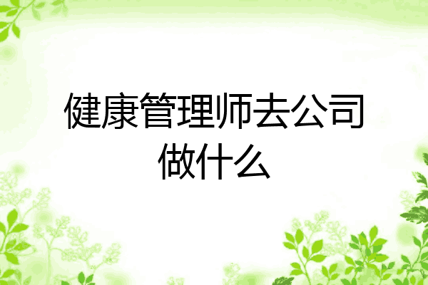 健康管理师去公司做什么