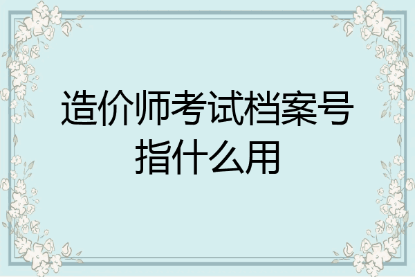 造价师考试档案号指什么用