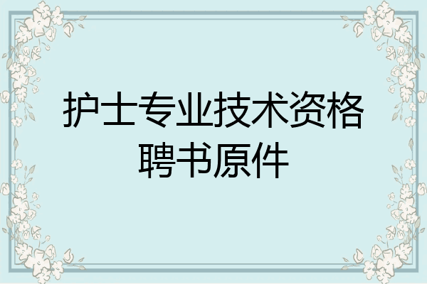 护士专业技术资格聘书原件