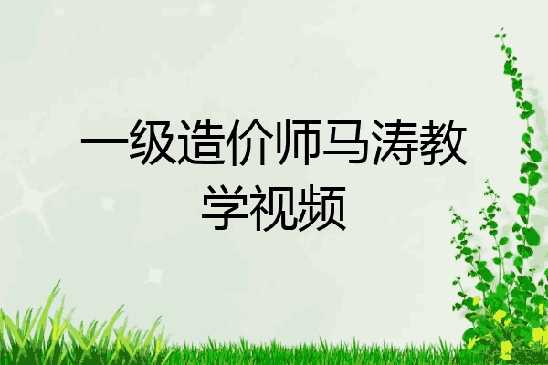 一级造价师马涛教学视频