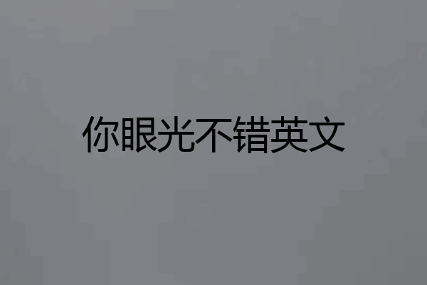 你眼光不错英文