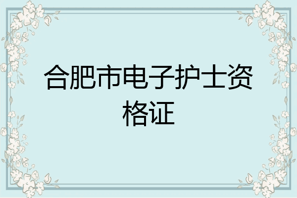 合肥市电子护士资格证