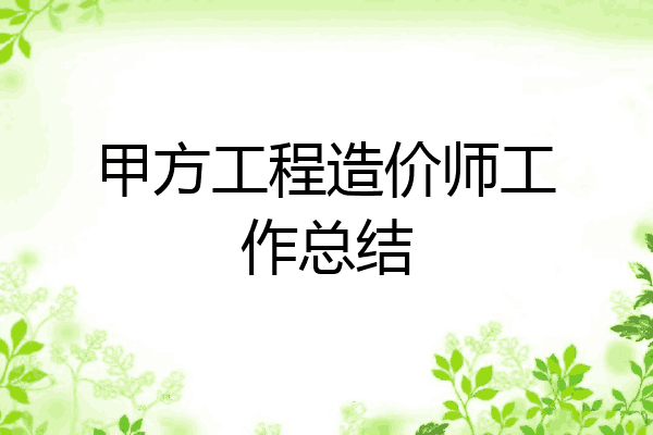 甲方工程造价师工作总结