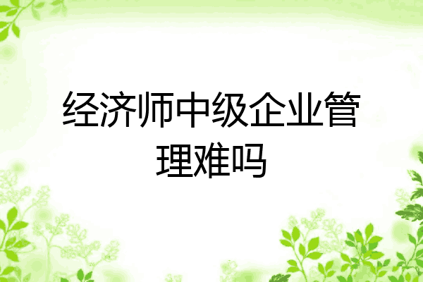 经济师中级企业管理难吗