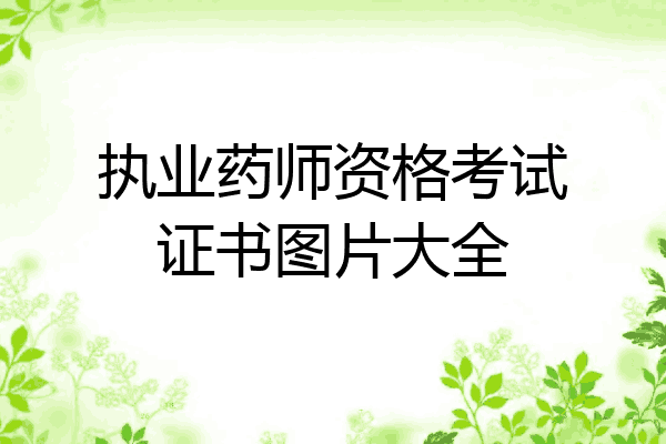 执业药师资格考试证书图片大全