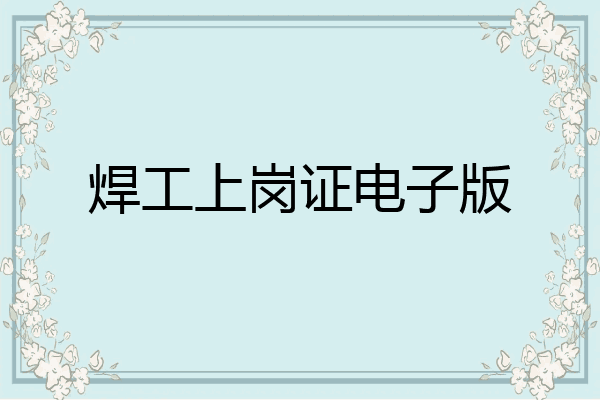焊工上岗证电子版