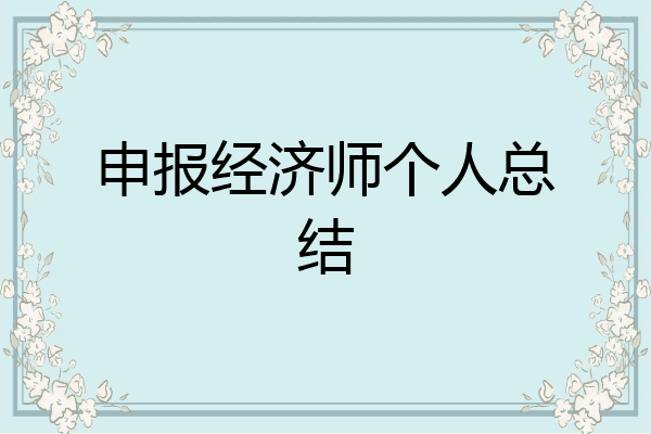 申报经济师个人总结
