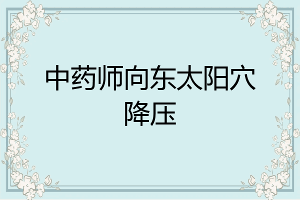 中药师向东太阳穴降压