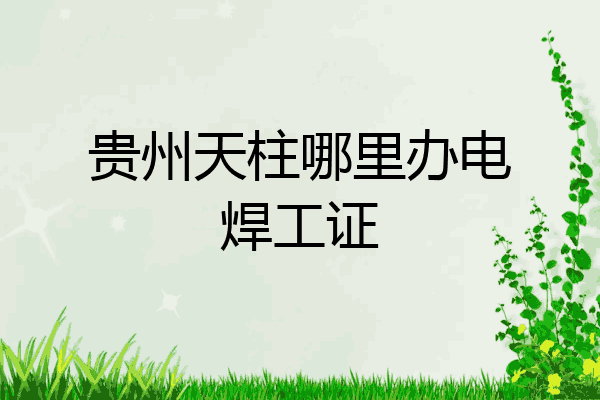 贵州天柱哪里办电焊工证