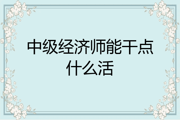 中级经济师能干点什么活