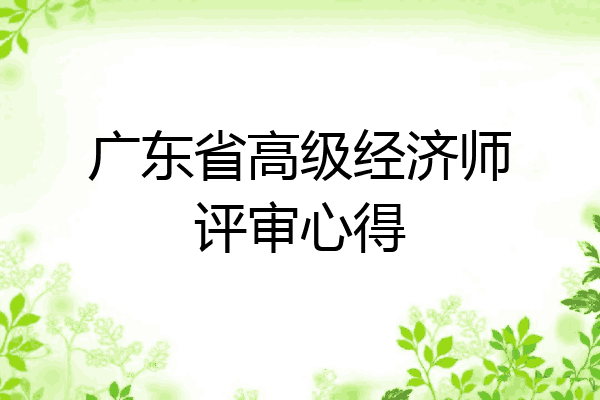广东省高级经济师评审心得