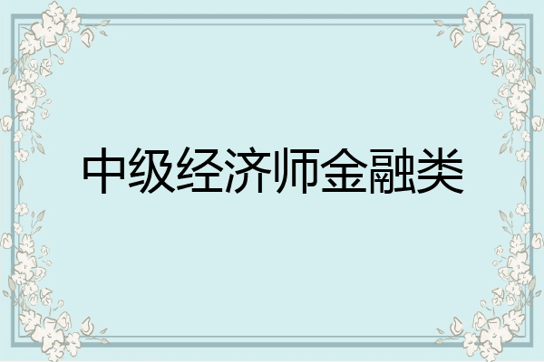 中级经济师金融类