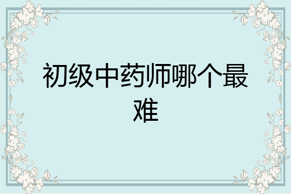 初级中药师哪个最难