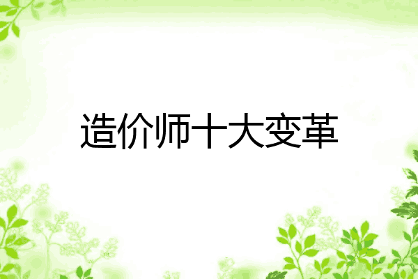 造价师十大变革