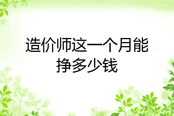 造价师这一个月能挣多少钱