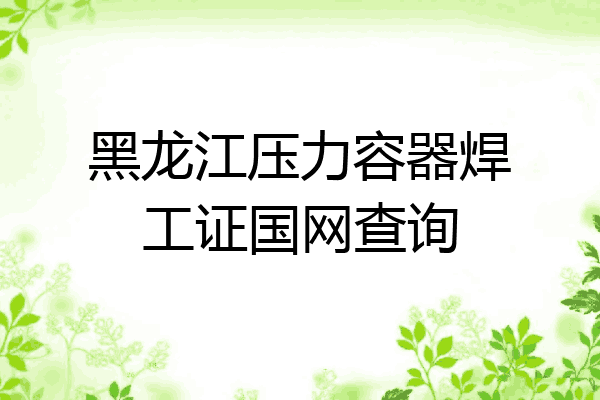 黑龙江压力容器焊工证国网查询