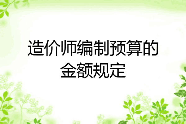 造价师编制预算的金额规定