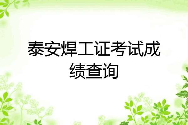 泰安焊工证考试成绩查询