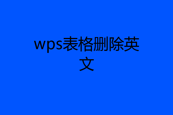 wps表格删除英文