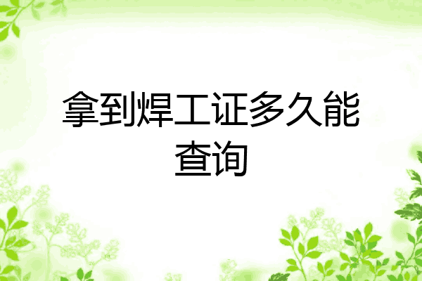 拿到焊工证多久能查询