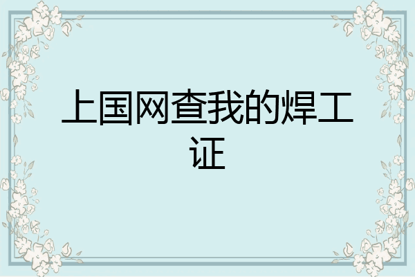 上国网查我的焊工证