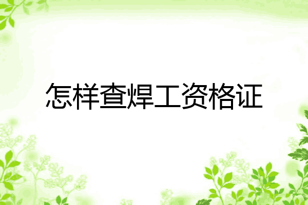 怎样查焊工资格证