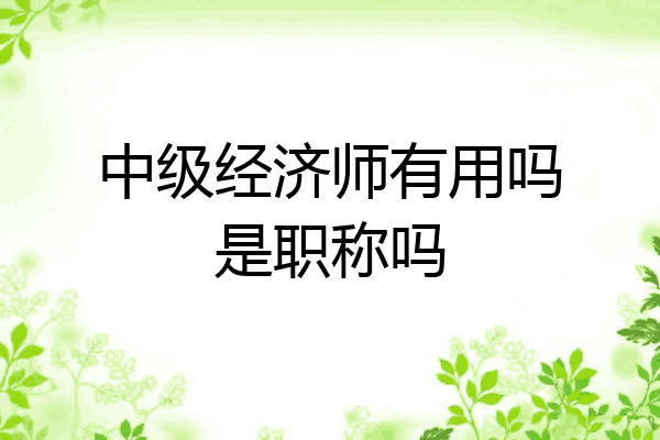 中级经济师有用吗是职称吗