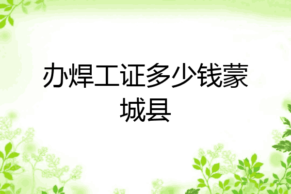 办焊工证多少钱蒙城县