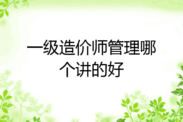 一级造价师管理哪个讲的好