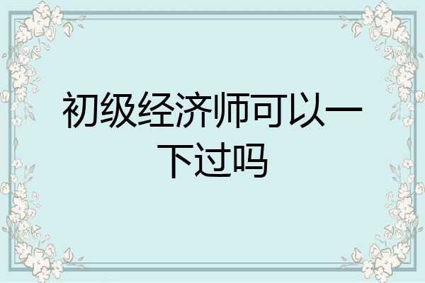 初级经济师可以一下过吗