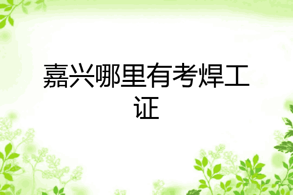 嘉兴哪里有考焊工证