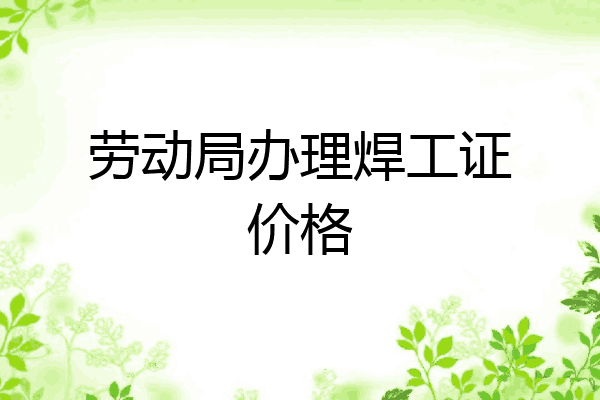 劳动局办理焊工证价格