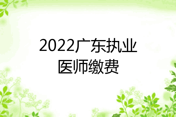 2022广东执业医师缴费