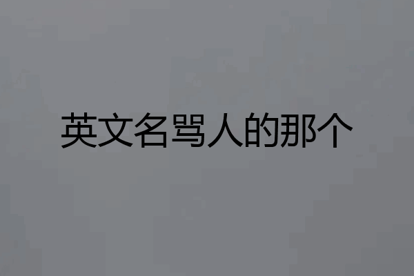 英文名骂人的那个