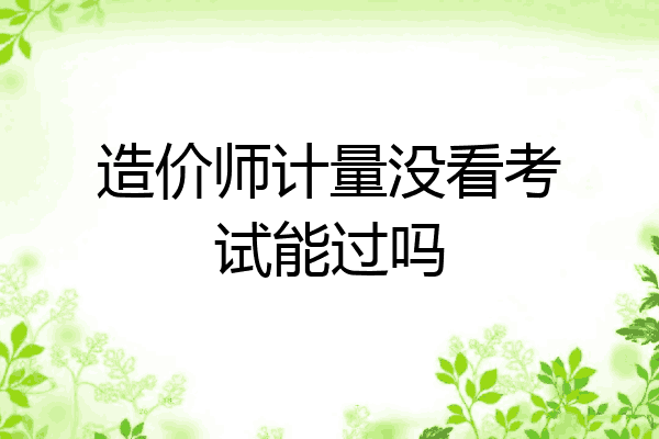 造价师计量没看考试能过吗