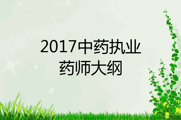 2017中药执业药师大纲