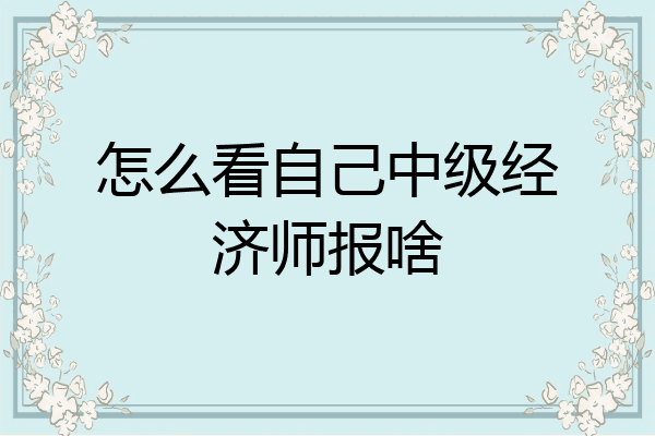 怎么看自己中级经济师报啥