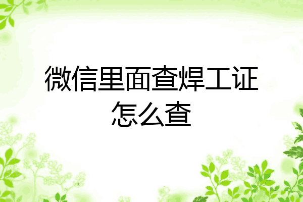 微信里面查焊工证怎么查