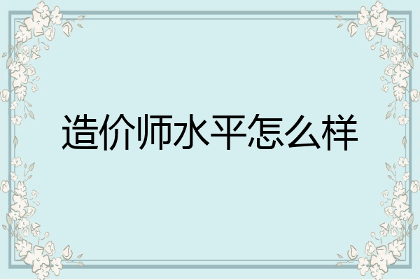 造价师水平怎么样