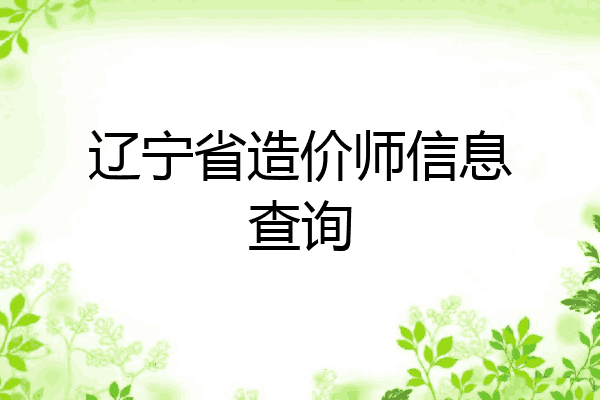 辽宁省造价师信息查询