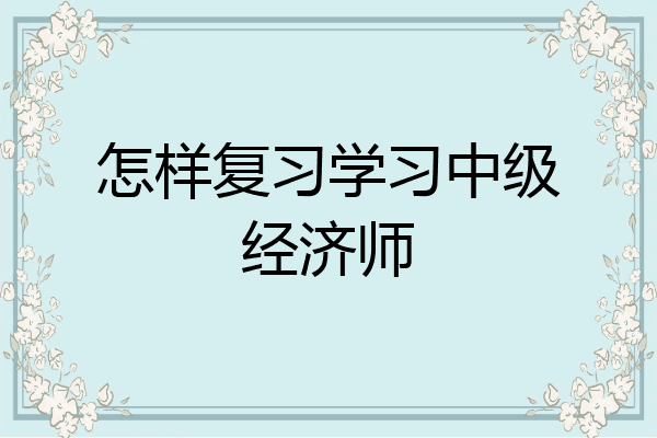 怎样复习学习中级经济师