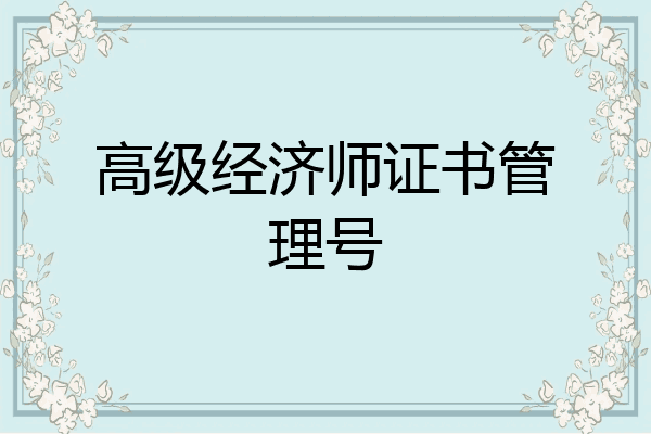高级经济师证书管理号