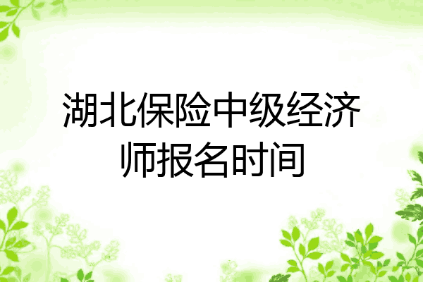 湖北保险中级经济师报名时间