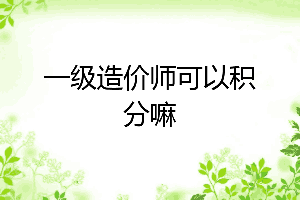 一级造价师可以积分嘛