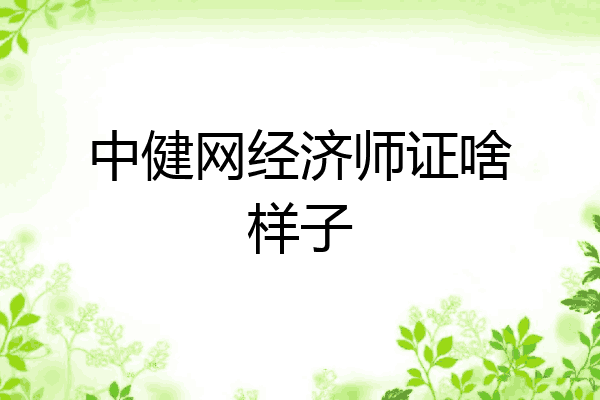 中健网经济师证啥样子