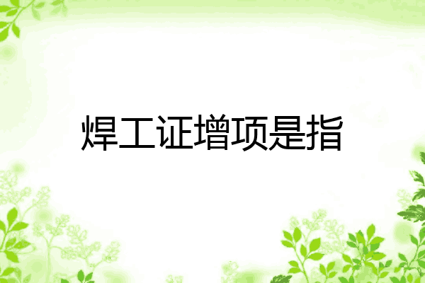 焊工证增项是指