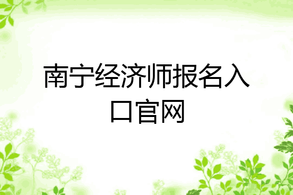 南宁经济师报名入口官网
