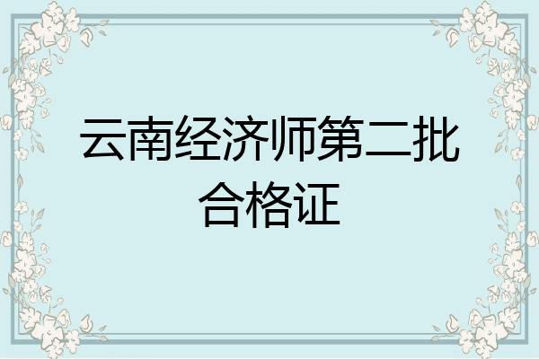 云南经济师第二批合格证