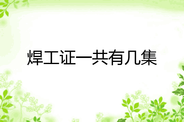 焊工证一共有几集